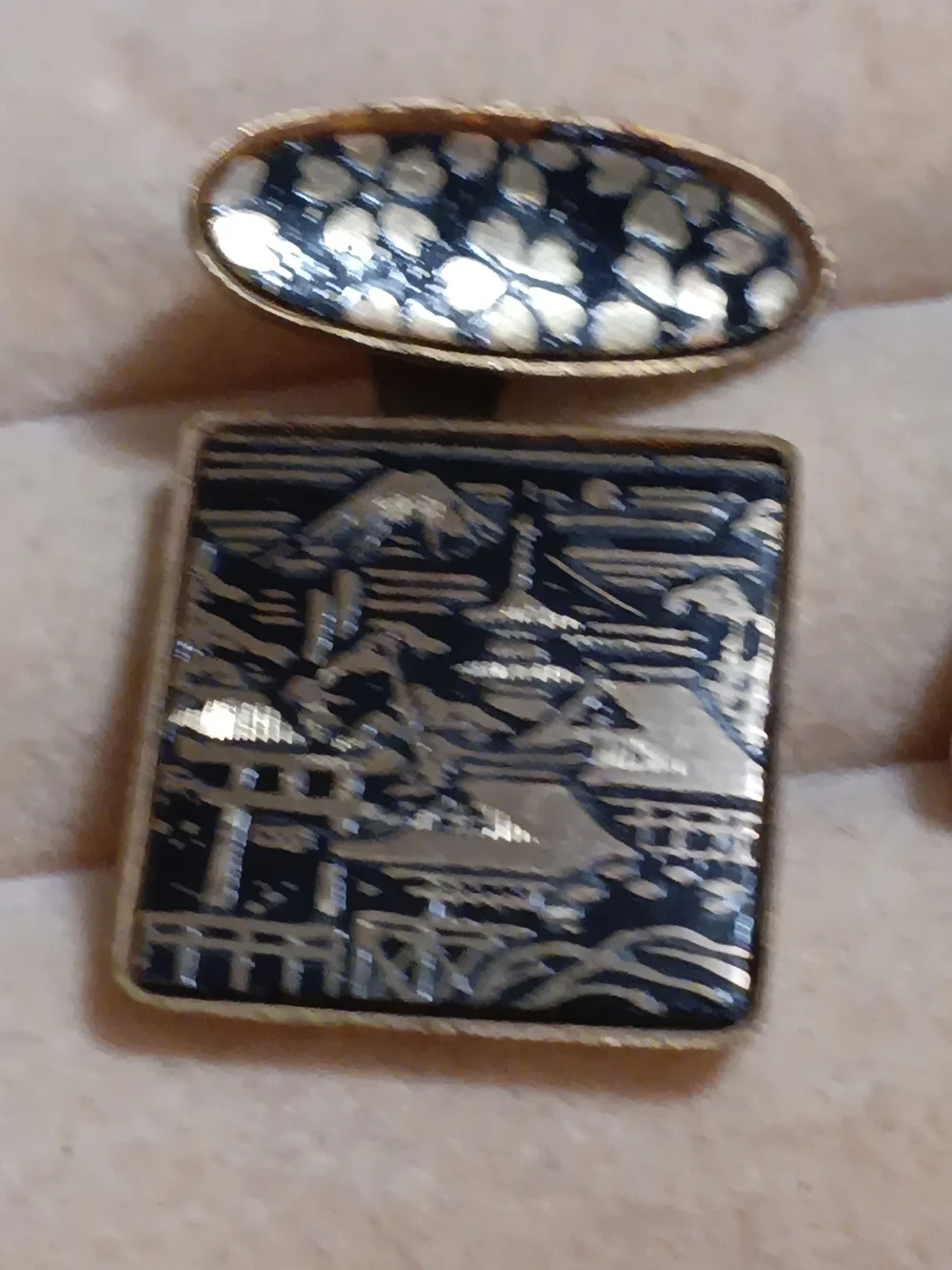 Antique Japabese Domascene Cufflinks Set